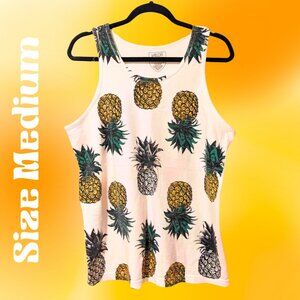 Pineapple Print Tank Top | Skater Summer Streetwear Tee M
